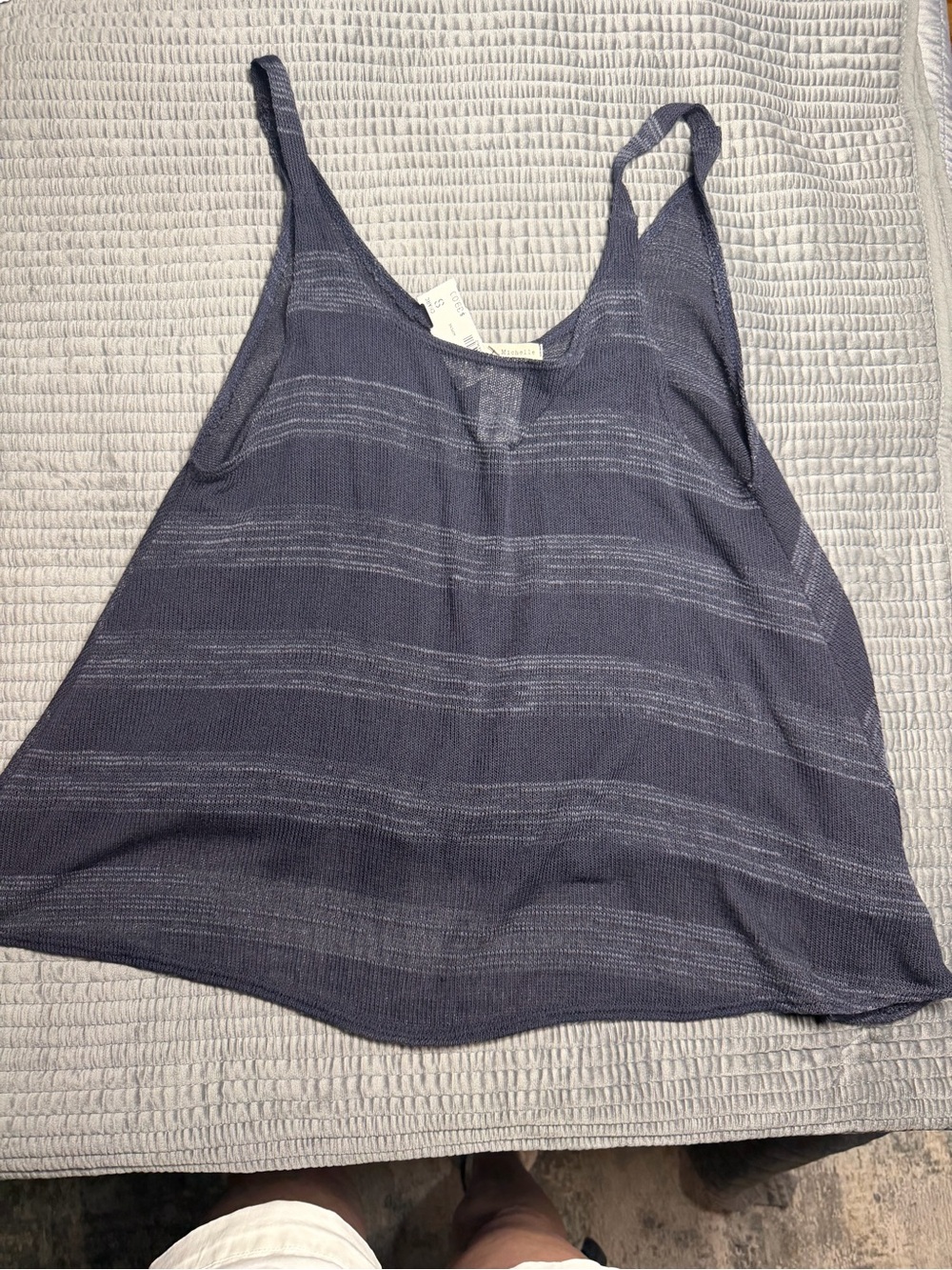 Michele dark/light gray Striped Knit Tank Top Sz:S ultra light ultra soft